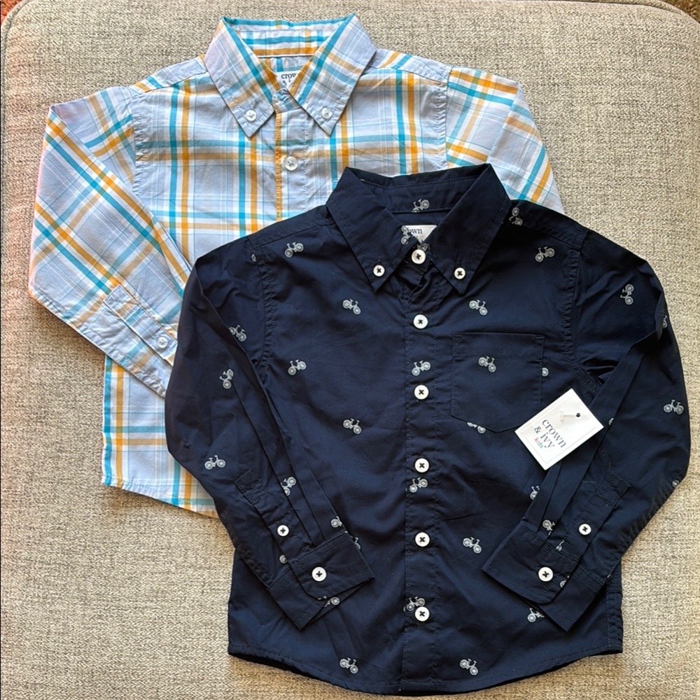 Crown & Ivy Button Down Shirts- bicycle and Plaid
